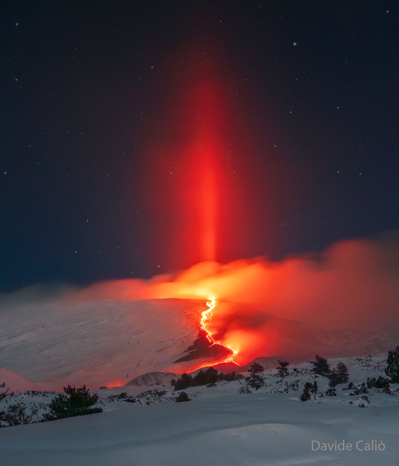 Patlayan Etna Üzerindeki Işık Sütunu | Uzaydan Haberler